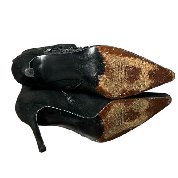 Stuart Weitzman Black Beaded Suede Mid-Calf Pointed Boots Vintage 9.5 Witchycore - Picture 5 of 7